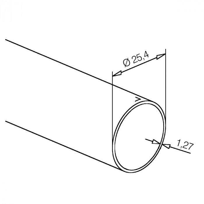 Buis 25,4 x 1,27 mm RVS-304 zwart gecoat