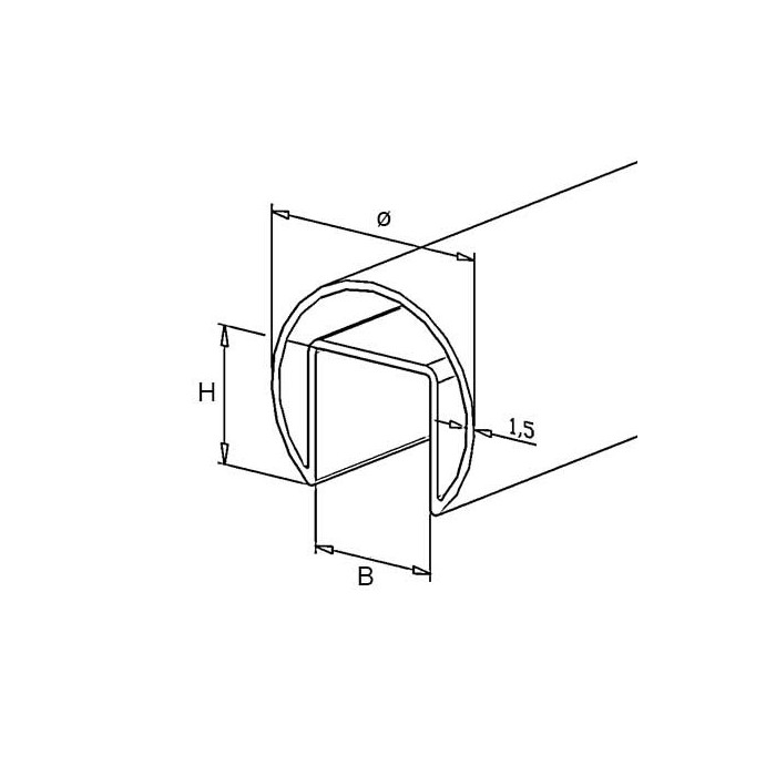 RVS U-profielbuis 42,4 x 1,5 mm RVS-304 K320 geslepen