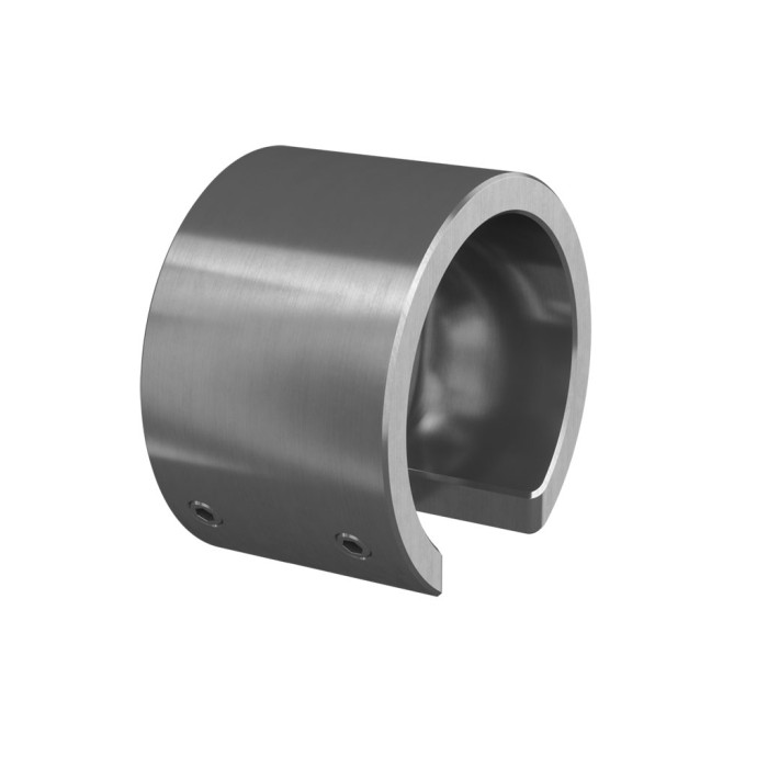 Muurflens voor blinde bevestiging U-profielbuis 42,4 mm boven rechts vast aluminium mat geslepen model 6504