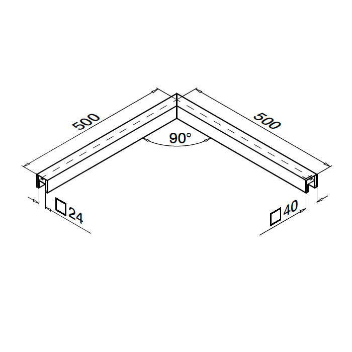 Hoekverbinder U-profielbuis 40 x 40 x 1,5 mm aluminium (geanodiseerd) model 6324