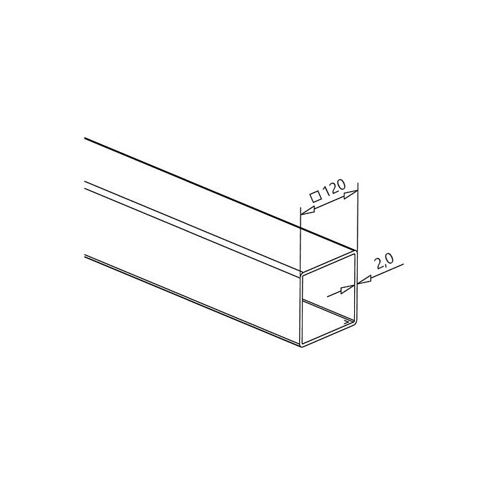 RVS koker 120 x 120 x 2 mm RVS-304 onbewerkt
