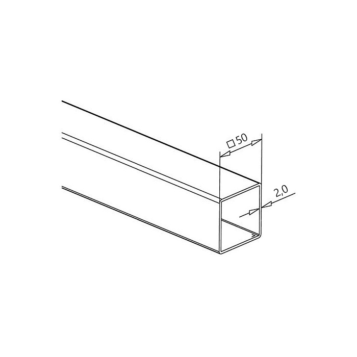 RVS koker 50 x 50 x 2 mm RVS-304 onbewerkt