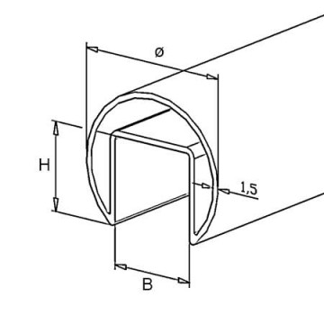 RVS U-profielbuis 42,4 x 1,5 mm RVS-304 K320 geslepen