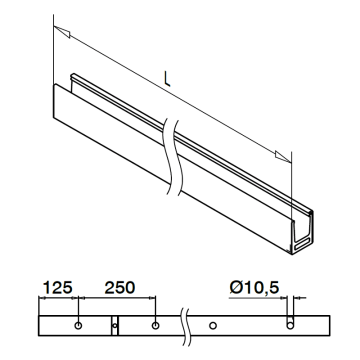 U-profiel 43,5 x 32 mm aluminium (onbewerkt)