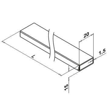 RVS koker 20 x 15 x 1,5 mm RVS-304 onbewerkt