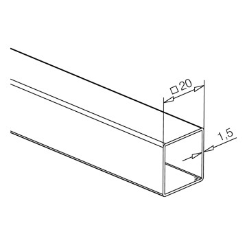 RVS koker 20 x 20 x 1,5 mm RVS-304 zwart gecoat